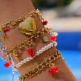 thumbnail image 3 of Stackable Stainless Steel Fruit Charm Bracelet Adjustable Multilayer Minimalist Design, 3 of 11