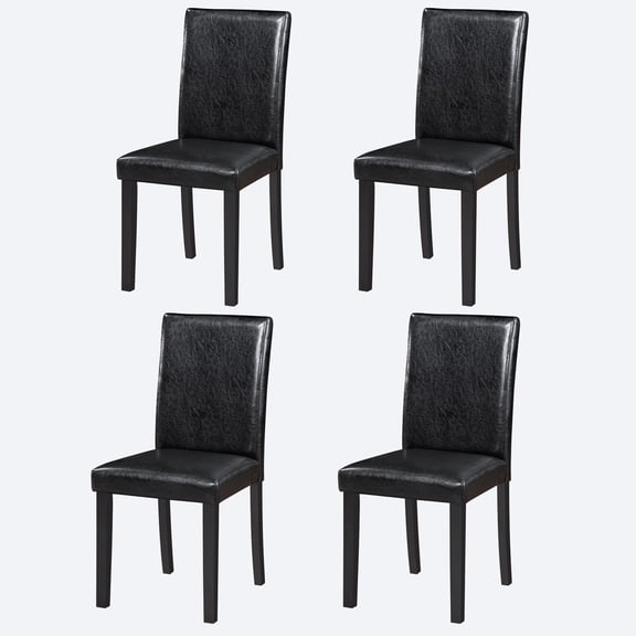 Dining Chairs Set of 4, Black Rubber Wood Kitchen Chairs with Padded Seat, Side Chairs for Dining Room, Space Saving Armless Design