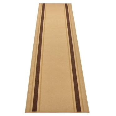 Custom Size Runner Rug Skid Resistant Backing Rug Runner Solid Border Beige Color Cut to Size Roll Runner Rugs By Feet Customize in USA Facility