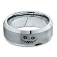 thumbnail image 2 of Tungsten Alice in Wonderland Cheshire Cat Band Ring 8mm Men Women Comfort Fit Gray Bevel Edge Brushed Polished, 2 of 4