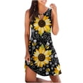 thumbnail image 2 of Robes d'Été Robe Femmes Décontractée Été en Vrac Imprimé Floral Réservoir Robe Creuse Plage Robe Sans Manches Jaune XXXL, 2 of 5