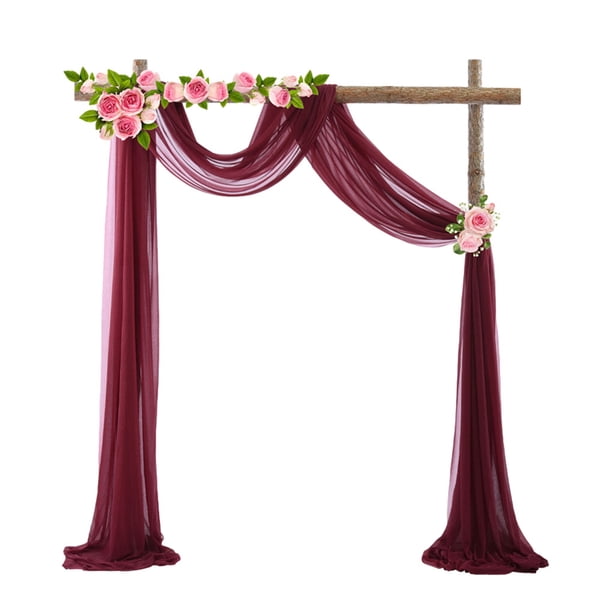 Bearachild 2 pack/lote drapeado gasa exquisita artesanía estilo artístico para boda o sesión de fotos lavable Decoración del hogar Vino rojo