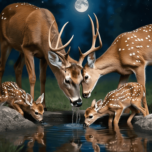 Diamond Art Kits for Adults Deer Family, DIY 5D Diamond Painting Kit for Beginners, Animals Full Round Drill Gem Art Dots, Diamond Dots Paintings Crafts for Home Decor 11.8x11.8 Inch