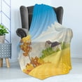 thumbnail image 4 of Harvest Soft Flannel Fleece Blanket, Farm Scene Illustration in Autumn with Wheat Fields and Falling Leaves, Cozy Plush for Indoor and Outdoor Use, 50" x 70", Sea Blue and Multicolor, by Ambesonne, 4 of 5