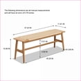 thumbnail image 2 of Rustic Solid Oak Wood Bench with Woven Cane Seat for Dining, Bedroom, Bathroom | Oak | Cane, 2 of 8