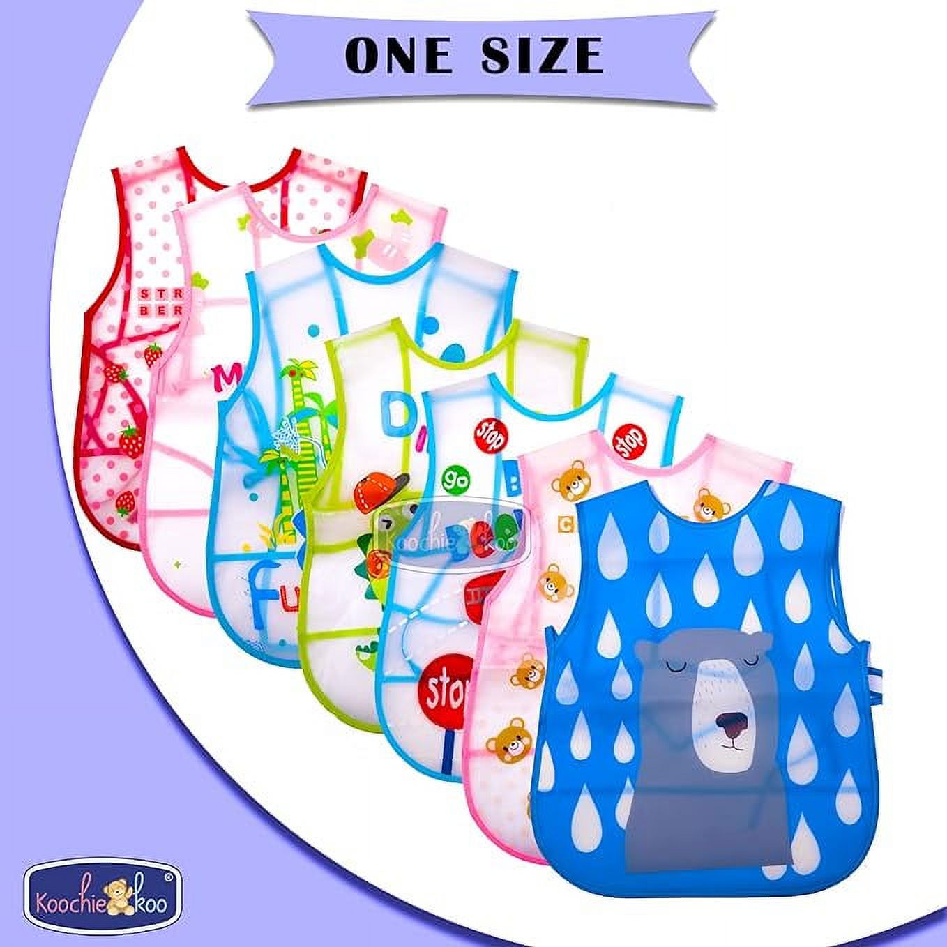 Accessorize Kingdom Plastic Waterproof Quick Dry Sleeveless Washable Printed Feeding Bibs Apron For New Born Kids & Toddler