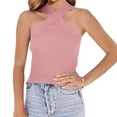 thumbnail image 4 of Sleeveless Halter Women Criss Cross Slim Knit Tank Tops, 4 of 6