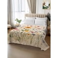 thumbnail image 2 of Botanical Floral Flat Sheets Only Queen Size, Soft Breathable Bed Top Sheets for Mattress, Retro Purple Pink Yellow Wildflowers Luxury Bedding Flat Sheets for Home Hotel Bedroom Bed Protection, 2 of 9