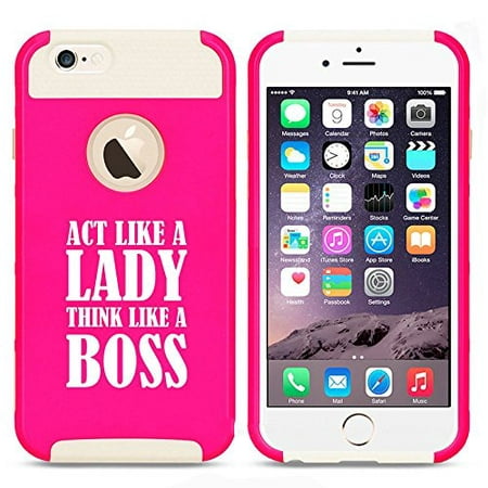 Apple iPhone 6 Plus / 6s Plus Shockproof Impact Hard Case Cover Act Like A Lady Think Like A Boss (Hot Pink-White),MIP