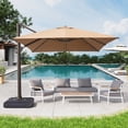 thumbnail image 3 of Crestlive Products Luxury Outdoor Shade Canopy Patio Cantilever Offset Umbrella with 360-degree Rotation Tan, 3 of 5
