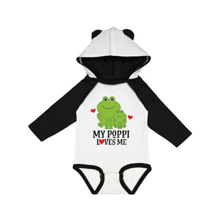 

Inktastic My Poppi Loves Me Grandson Frog Gift Baby Boy Long Sleeve Bodysuit