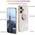 thumbnail image 4 of Compatible with Poco F5 Case for Women Men Cute Xiaomi Poco F5 Phone Case Shockproof Cases with Luxury Plating Gold Edge Kickstand Protective Case Cover (White), 4 of 14