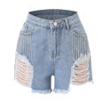 thumbnail image 4 of Clearance! Lisingtool Jeans for Women Womens Fringe Denim Shorts Mid Ripped Stretchy Jean Shorts Frayed Distressed Hot Shorts Promotion Sale, 4 of 9