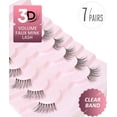 thumbnail image 2 of Natural Lashes Half Lashes Natural Look False Wispy Eyelashes Clear Band Lashes Pack 3D Faux Mink Lashes 7 Pairs C03, 2 of 15