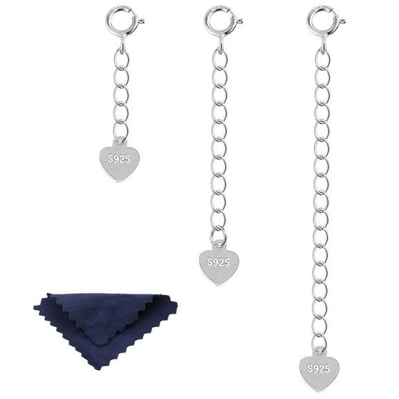 Alexcraft Gold Necklace Extender, 925 Sterling Silver Heart Durable Chain Extenders, Necklace Bracelet Anklet Jewelry Extension for Women (1 2 3 Inch)