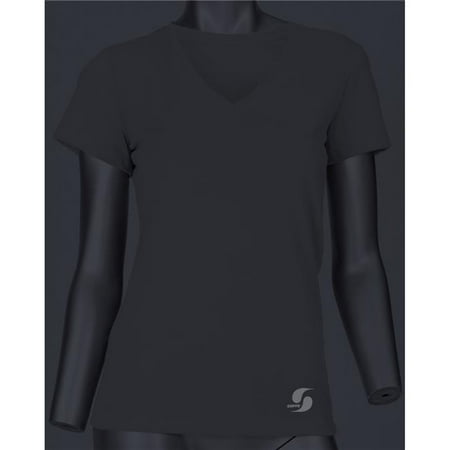 Soffe 6540V4AEMED Juniors Short Sleeve V-Neck Tee, Blue Aster - Medium