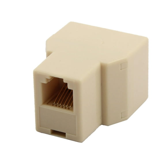Unique Bargains RJ12 Splitter Telephone Wire Cable Connector Splitter Plastic Beige
