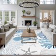 thumbnail image 4 of Navy Blue Octopus Coastal Large Area Rugs for Bedroom Living Room, Soft Non Slip Carpet Bedside Rug, Nautical Coral Starfish Rectangular Floor Cover Kitchen Accent Rug 6'x9' for Dining Room/Office, 4 of 9