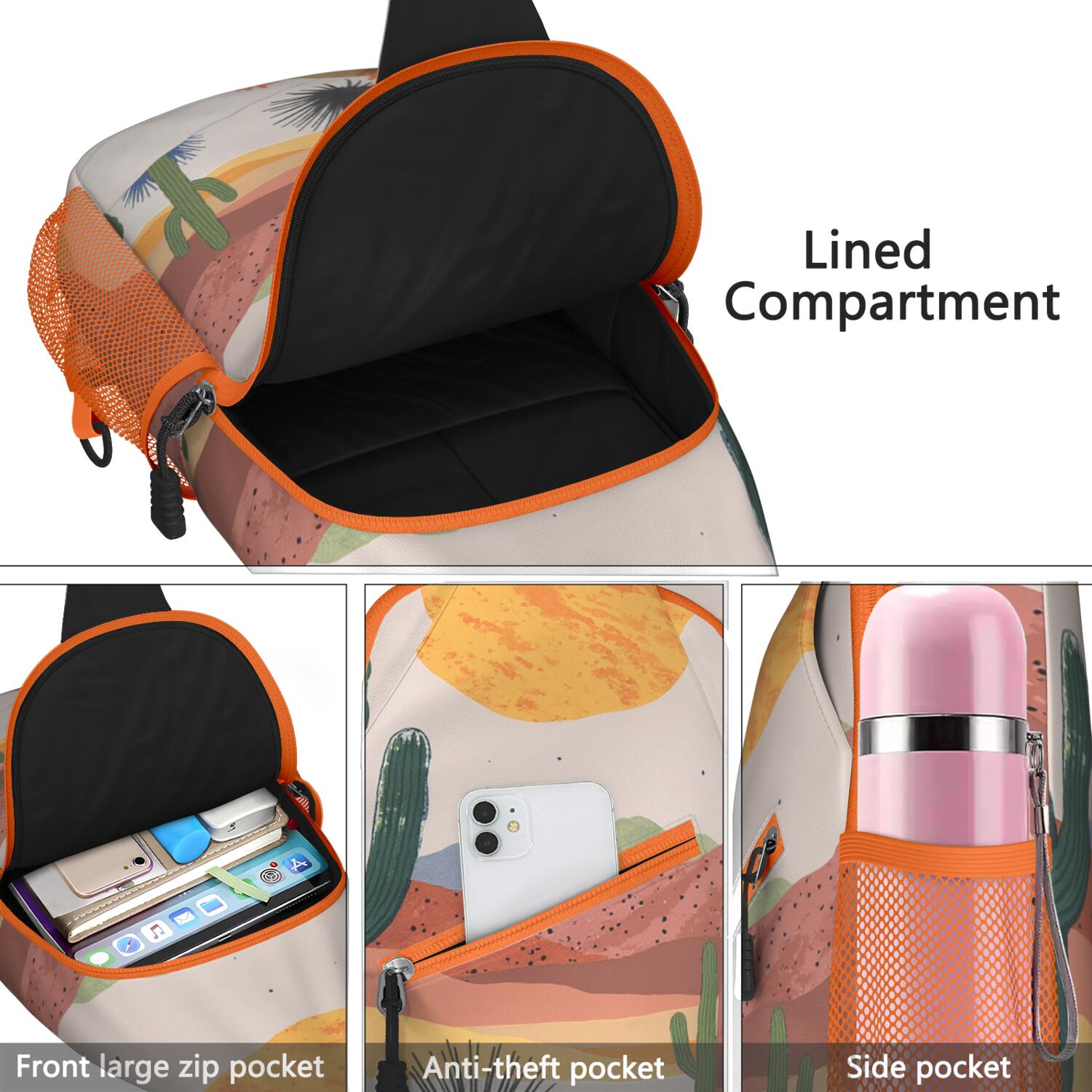 Cactus Desert Sling Bag for Women Men Crossbody Bag Chest Bag for Traveling Office Shoulder Bag Gym Sports Travel Hiking Daypack
