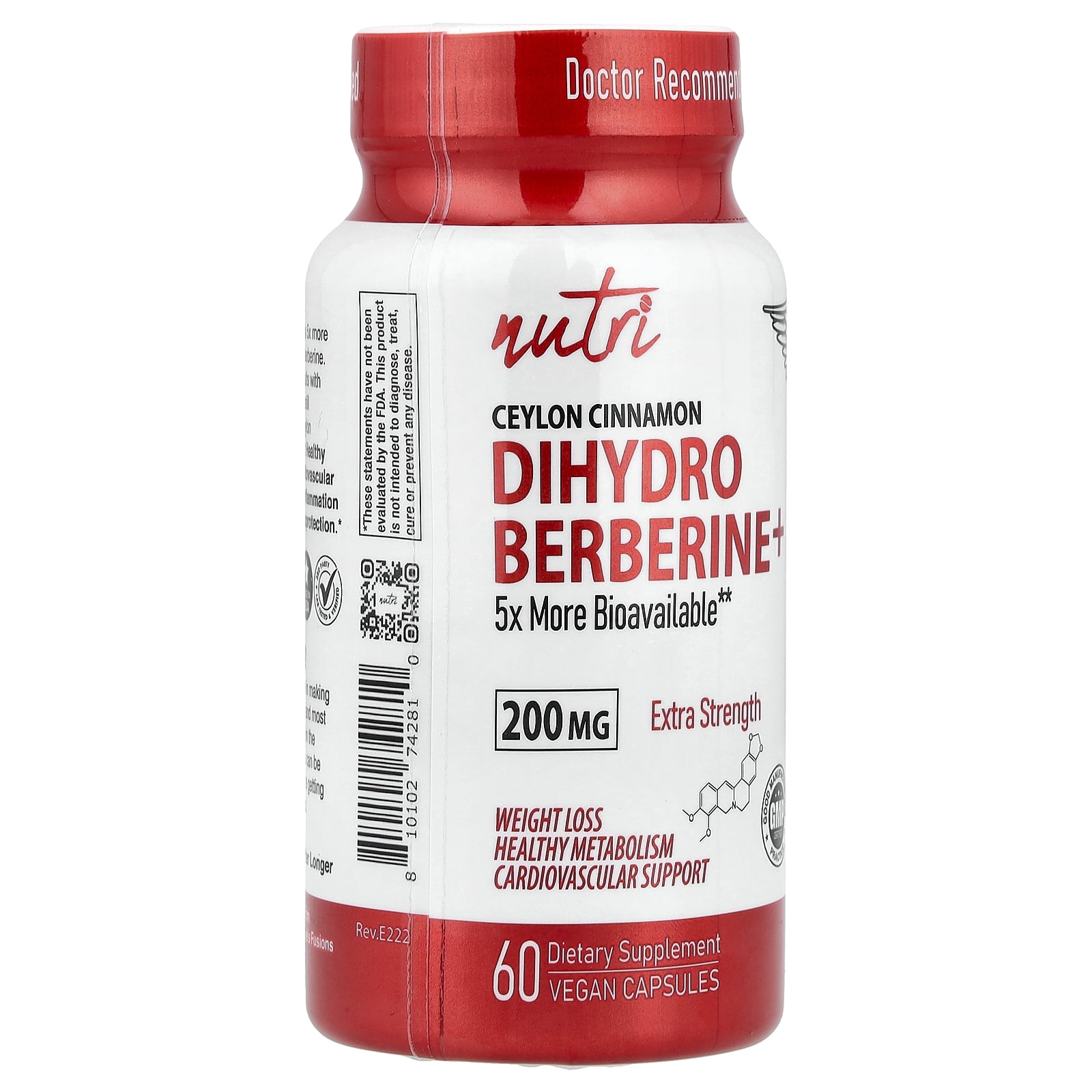 Nutri Dihydroberberine+ Supplement With Ceylon Cinnamon 200mg – 60 Capsules