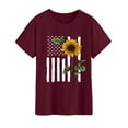 thumbnail image 4 of Xuanfei Women Independence Day Sunflower Print Crew Neck Short Sleeve Top, 4 of 7