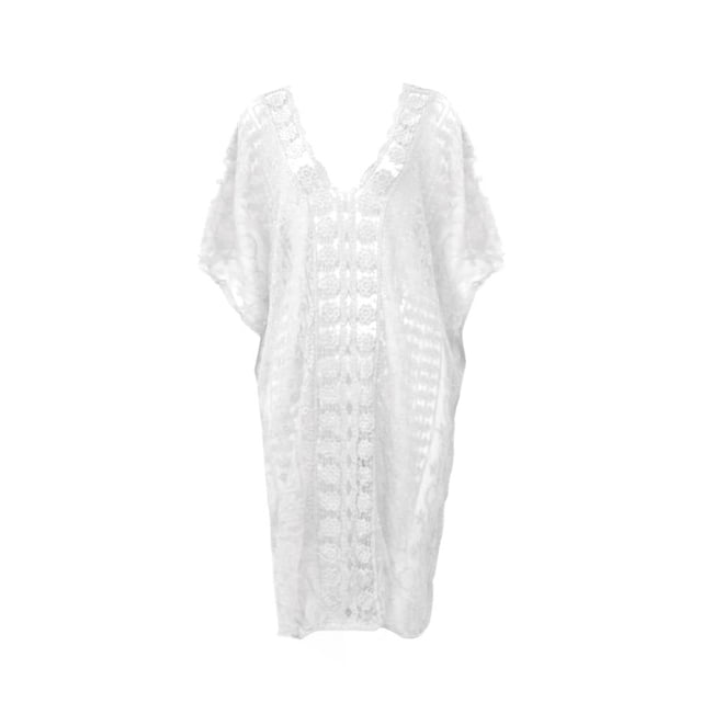 Ropa Playa Ocean Pacific para Mujer Túnica Cuello V Encaje Blanco Talla Única