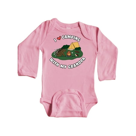 

Inktastic I Heart Camping With My Grandpa with Hedgehog and Porcupine Gift Baby Boy or Baby Girl Long Sleeve Bodysuit