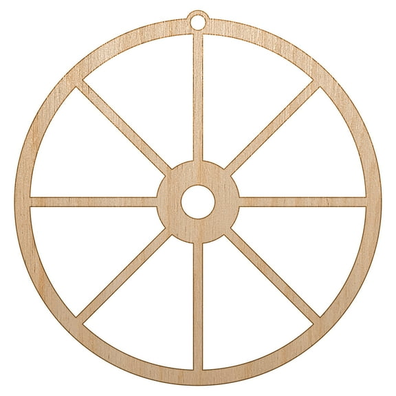 Wagon Wheel Solid Wood Holiday Christmas Tree Ornament Unfinished DIY Pre-Drilled Craft