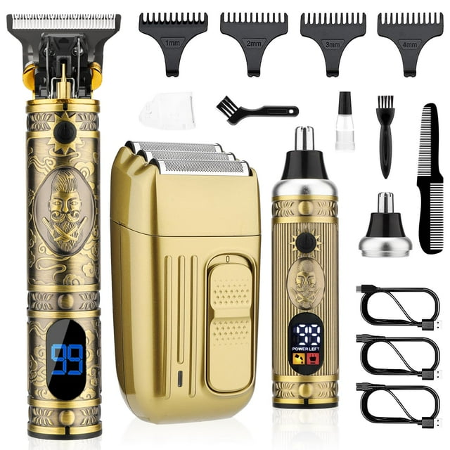 Saoilli Cortapelos profesional para hombres, cortapelos para hombres, juego de afeitadora para nariz, cortapelos inalámbricos, cortadora de barba con hoja en T, afeitadora eléctrica para hombres, kit