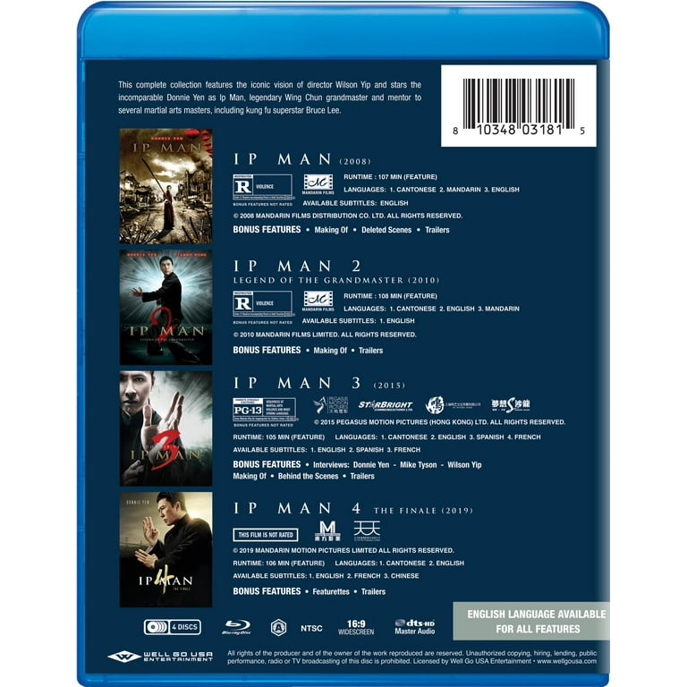 Ip Man 1-4 Complete Collection Movies (Box Set) (Blu-ray