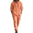 thumbnail image 6 of Babcutegg Mens Outfit Set Button Front Long Sleeve Hoodie and Pants Lightweight Casual Clothing 2-Piece Orange Size M, 6 of 7
