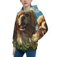 thumbnail image 2 of Pofeuu Happy Dog In Flower Field Print Teenage Zipper Hoodie Sweatshirts Hooded Casual Jackets With Pocket For Boys Girls-Medium, 2 of 6