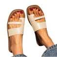 thumbnail image 5 of Xfvqtps Womens Slide Sandals Flat Toe Ring Square Toe Soft Sole Non Slip Casual Beach Sandals White, 5 of 6