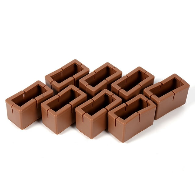 DEWIN Legs Cover, Legs Cap Chair Rectangle Furniture Legs Protector with Rubber Sole 8 Pcs/Set(Coffee)