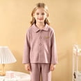 thumbnail image 2 of Wenfanal Toddler Boys Girls Silk-like Pajamas Set ,Girls Long Sleeve Fleece Button Down Sleepwear Kids Soft 2 Pieces Set Girls Fashion Size 9-10 Years,Pink, 2 of 6