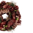 thumbnail image 2 of Northlight Dusty Rose and Red Pine Cones Glitter Artificial Christmas Wreath, 10-Inch, Unlit, 2 of 3