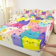 thumbnail image 3 of Homewish Colorful Cats 3pcs Twin Sheet Sets for Preppy Kids Child,Cartoon Animal Twin Fitted Sheet,Kawaii Pet Breathable Flat Sheet,Super Cozy Room Decor, 3 of 7