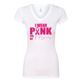 thumbnail image 2 of I Wear Pink for My Friends Survivor Awareness Womens V-Neck Tee, White, Medium, 2 of 3