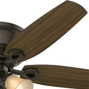 Hunter - Builder Indoor Low Profile Ceiling Fan With Light, 52-inch, New Bronze, Traditional-style, 3-speed WhisperWind Motor, 53327, for Living Rooms, Bedrooms