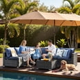 thumbnail image 4 of XIZZI 7-Piece Outdoor Sectional Furniture Sets, Wicker Patio Conversation Set with Cushions and Coffee Table, All-Weather Patio sets for Backyard, Garden,Denim Blue, 4 of 8