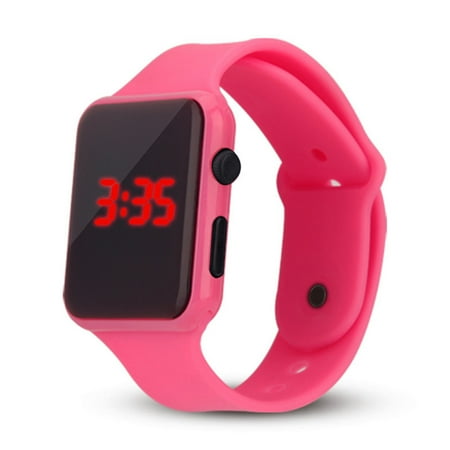 Men Women LED Digital Watch Year Month Date 24 Hour Display Square
