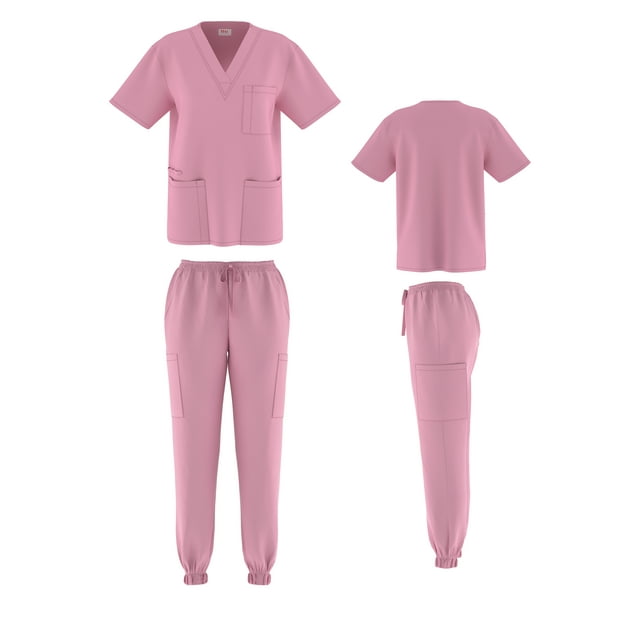 Unisex STRETCH Jogger Scrub Set Solid VNeck Top Men Women Jogger Nurse