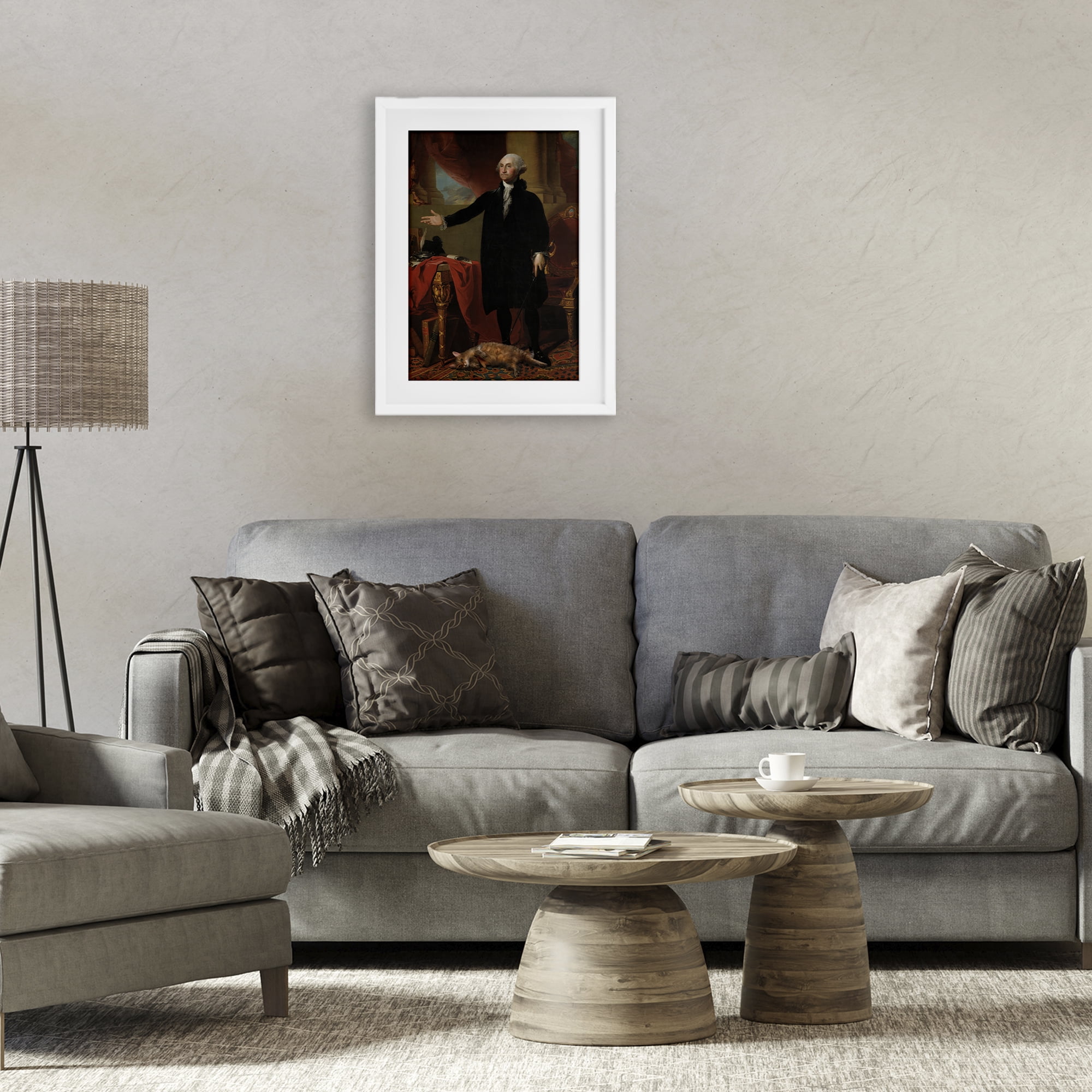 Stupell Industries Purrsuit Of Liberty Historical Cat White Framed Print Under Glass, design by Sarah Adams