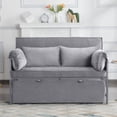 thumbnail image 2 of Gewnee 46" Convertible Sleeper Sofa Bed Velvet Futon Couch,Pull-Out Bed,Modern Loveseat for Living Room,Apartment,Small Space ( Light Gray ), 2 of 11