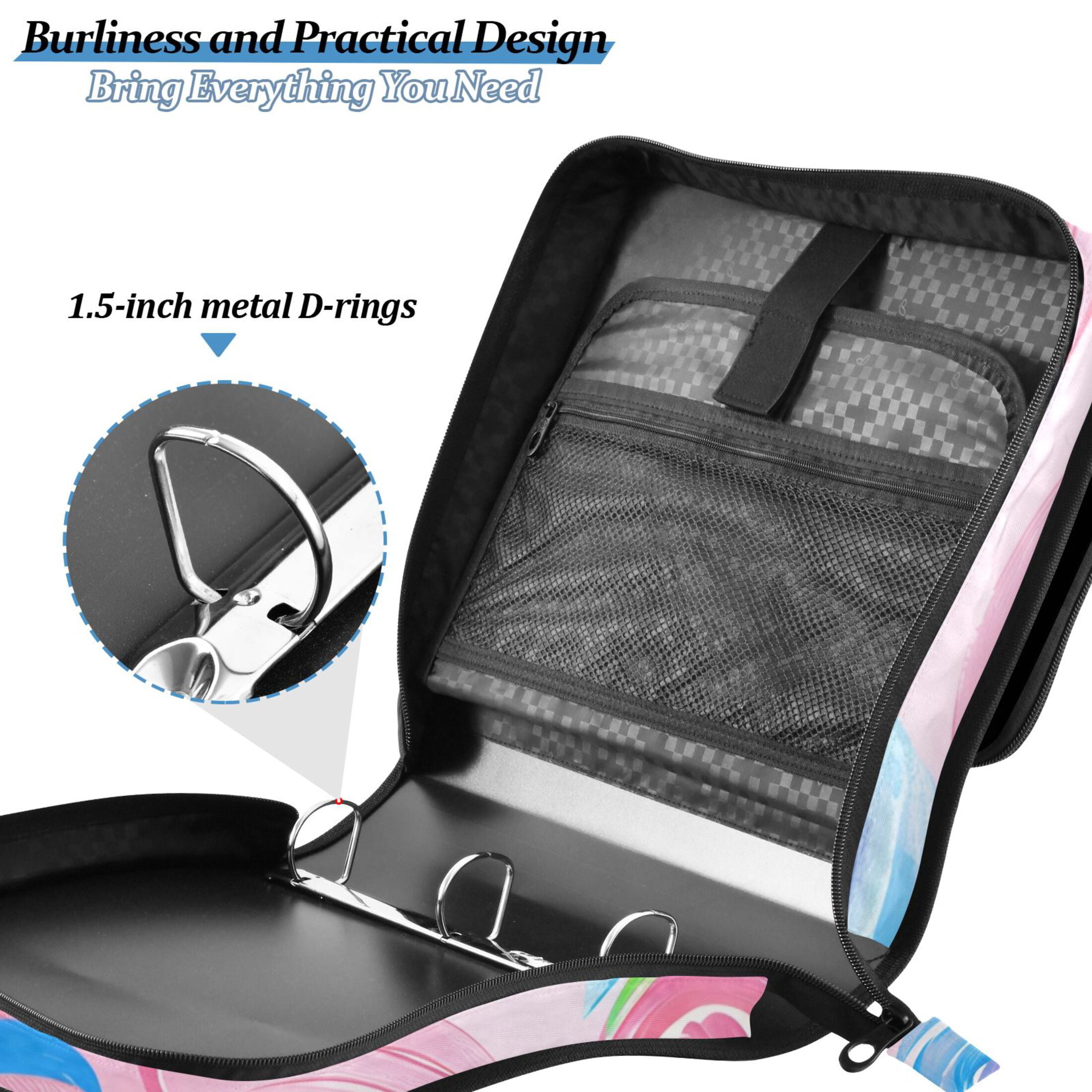 ALAZA Zipper Binder Candy Pastel 3 Ring Trapper Keeper File Folder Organizer Bag