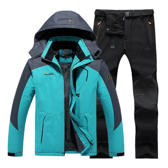 CONZONE Mens Ski Suits Casual Men's Snowboarding Set Solid Color Windproof Jacket Pants Thick Skiing Suit for Men Warm Thermal Winter Snowsuits