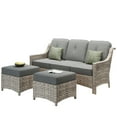 thumbnail image 2 of Ovios 3 Pieces Outdoor Furniture Rattan Patio Conversation Set with Ottoman for Backyard, 2 of 3