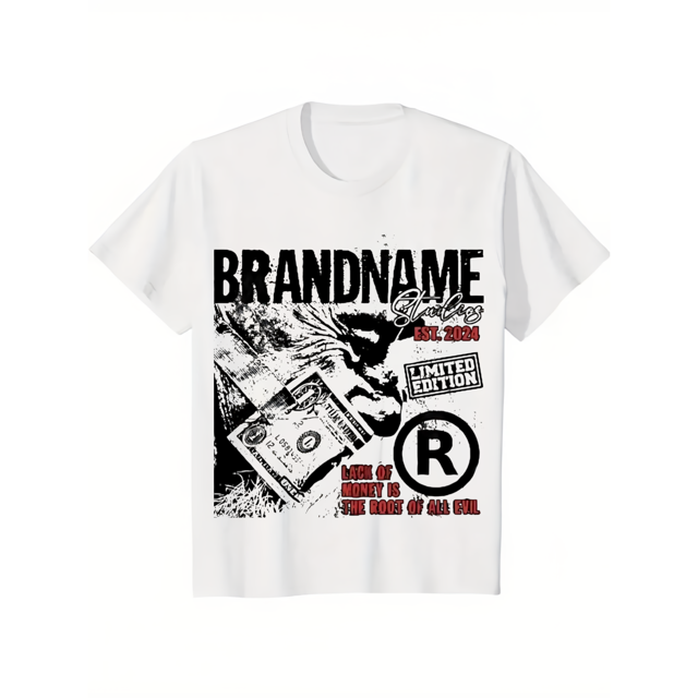 Camiseta Casual de algodon 100% Y2K, Cuello Redondo Comoda para Hombre con estampado Doble Cara, 180g