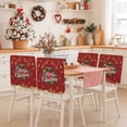 thumbnail image 2 of Red Merry Christmas Chair Covers Set of 6 Winter Pine Leaf Wreath Gold Snow Deer Chair Back Covers Stretch Removable Washable Slipcovers Protector for Dining Room Kitchen Party Decor, 2 of 5