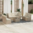 thumbnail image 1 of vidaXL 8 Piece Garden Sofa Set with Cushions Beige Poly Rattan, 1 of 5